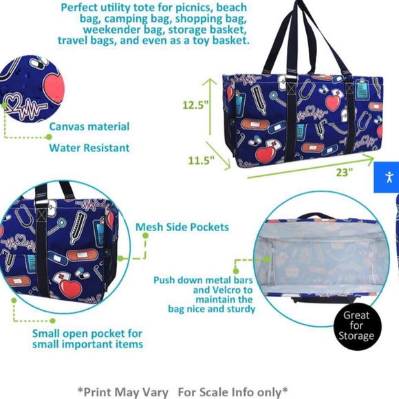 NEW Nurses Life Utility Tote Bag - BLUE - Picture 3 of 4